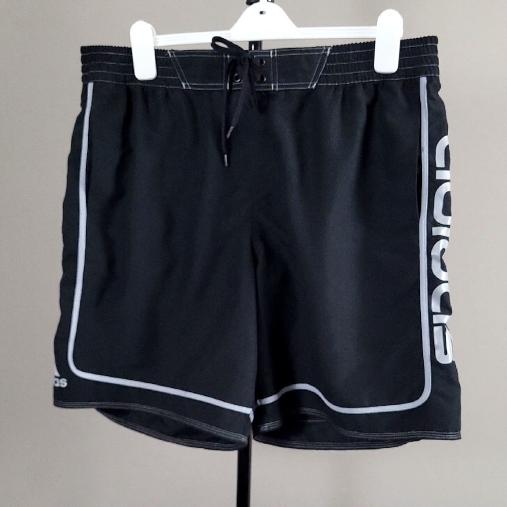 Adidas Men's Black, Gray Broad Shorts with Pockets, Men's Size XXL